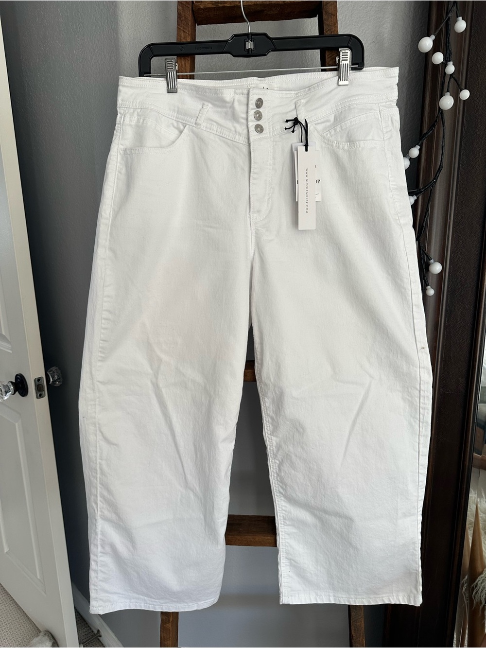 Nicole Miller NWT White Cropped Wide-Leg Jeans size 14